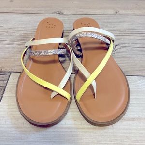 a new day neon yellow and snake print flip flop from target